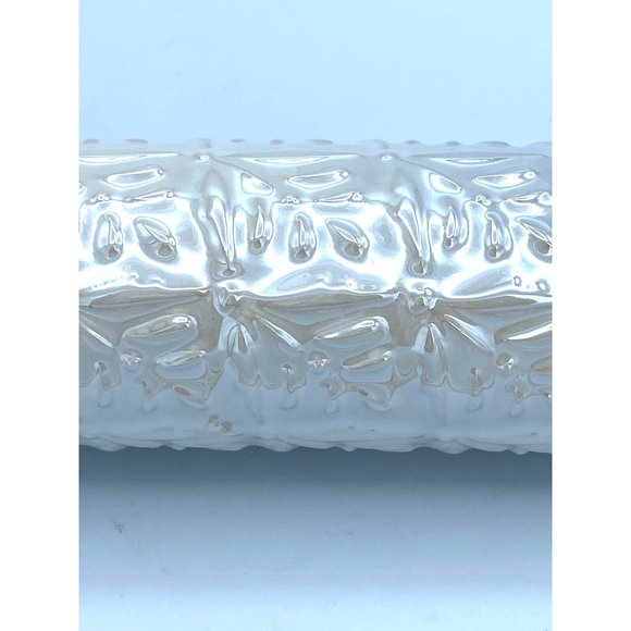 Floral Pattern Embossed Baking Rolling Pin Ceramic with Wood Handles - Picture 2 of 4